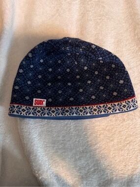 Men’s Blue Patterned Knit Beanie. Swix.